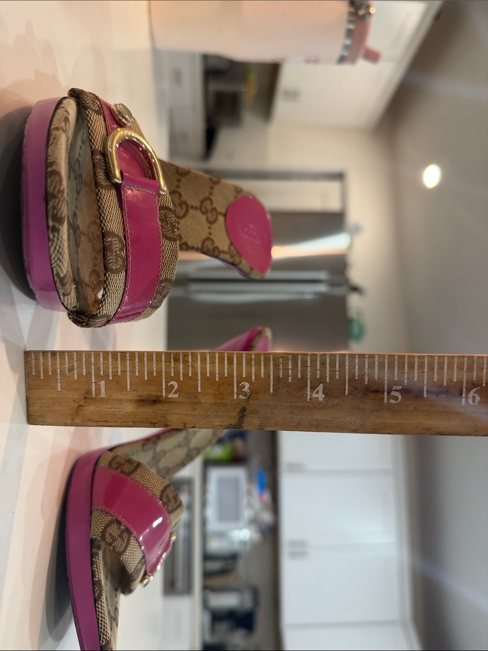 Gucci Tom Ford era 2004 Vintage Brown Monogram Mules with Pink Patent Trim💕💕💘 - Picture 13 of 16